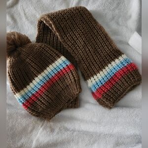 Brown Knit Hat and Scarf Set